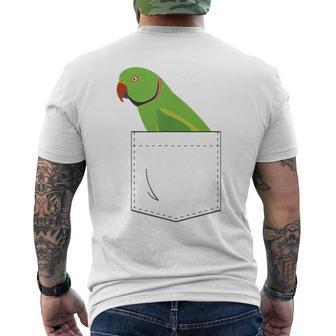 Indian Ringneck Parakeet Parrot Male Fake Pocket Men's T-shirt Back Print | Mazezy