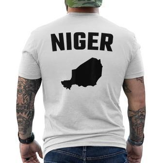 Isolated Black Silhouette Of A Map Of Niger Men's T-shirt Back Print | Mazezy