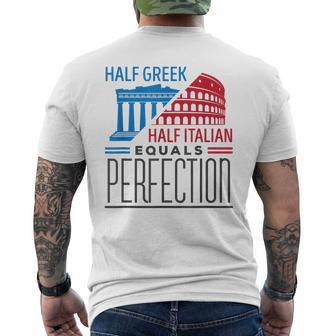 Italy Pride Heritage Half Greek Half Italian Greece Mens Back Print T-shirt | Mazezy