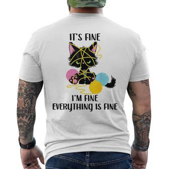 Its Fine Im Fine Everything Is Fine Funny Black Cat Kitty Mens Back Print T-shirt - Seseable