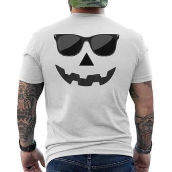 Jack O Lantern Pumpkin Face Sunglasses Hallowen Costume Men's T-shirt Back Print | Mazezy