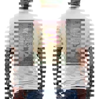 Japanese Bonsai Sakura Cherry Tree With Mountains Japanese Men's T-shirt Back Print | Mazezy