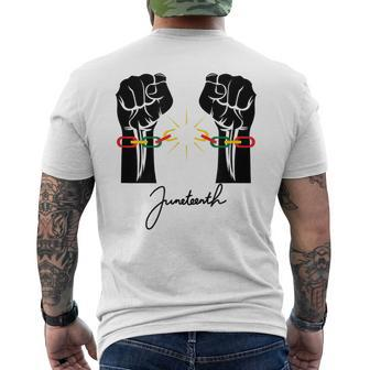 Junenth Breaking Chains Black Freedom 1865 - African Mens Back Print T-shirt - Seseable