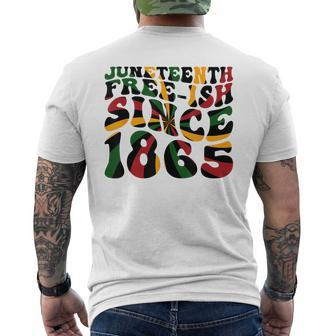 Junenth Retro Groovy Free-Ish Since 1865 Celebrate Black Mens Back Print T-shirt | Mazezy