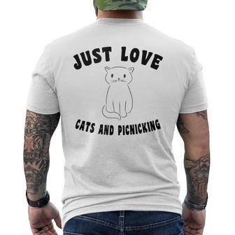 Just Love Cats And Picnicking Cat-Saying Men's T-shirt Back Print | Mazezy