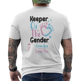 Keeper Of The Gender Grandpa Loves You White Mens Back Print T-shirt | Mazezy