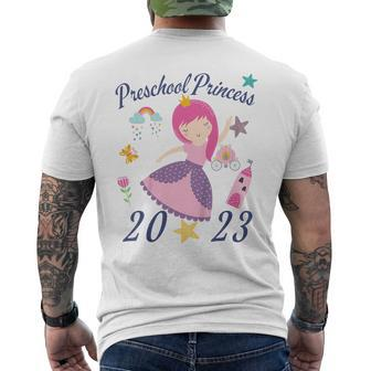 Kids 2023 Outfit Girls Princess Happy First Day Of Preschool Mens Back Print T-shirt - Seseable