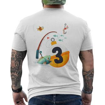Kids 3Rd Birthday Fishing Theme For Boys And Girls O-Fishally 3 Mens Back Print T-shirt - Seseable