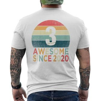 Kids 3Rd Birthday Vintage Retro 3 Years Old Awesome Since 2020 Mens Back Print T-shirt - Seseable