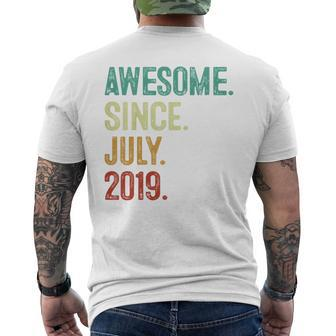 Kids 4 Year Old Awesome Since July 2019 4Th Birthday Men's Crewneck Short Sleeve Back Print T-shirt - Monsterry
