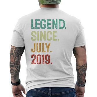 Kids 4 Years Old Legend Since July 2019 4Th Birthday Mens Back Print T-shirt | Mazezy AU