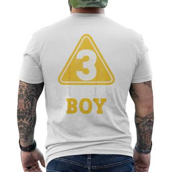 Kids Birthday Boy 3 Three Construction Sign 3Rd Birthday Toddler Mens Back Print T-shirt | Mazezy