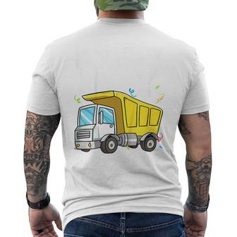 Kids Birthday Boy Construction Truck Theme Party Toddler Mens Back Print T-shirt | Mazezy