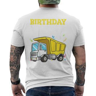 Kids Birthday Boy Toddler Construction Truck Theme Mens Back Print T-shirt | Mazezy