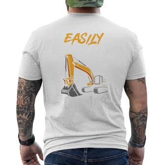 Kids Construction Vehicle Boys Easily Distracted By Excavators Mens Back Print T-shirt - Monsterry