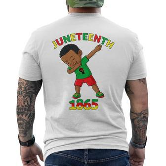 Kids Dabbing Black King Junenth 1865 Brown Skin Boys Dab Mens Back Print T-shirt | Mazezy