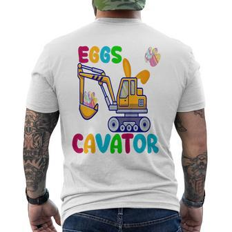 Kids Eggscavator Happy Easter Funny Excavator Hunting Egg Kids Hunting Funny Gifts Mens Back Print T-shirt | Mazezy