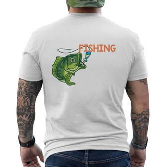 Kids Fishing- Daddy Fishing-Buddy Fly Bass Boy Toddler Funny Mens Back Print T-shirt - Seseable