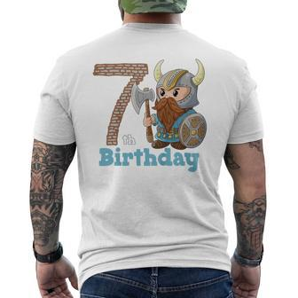 Kids Girls And Boys 7Th Birthday Viking 7Th Birthday Knight Mens Back Print T-shirt | Mazezy