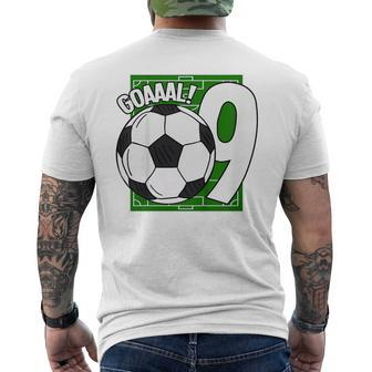 Kids Goaaal 9Th Birthday 9 Year Old Soccer Player Mens Back Print T-shirt | Mazezy