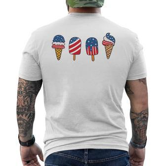 Kids Ice Cream 4Th Of July Cool Dessert Patriotic Kids Toddler Mens Back Print T-shirt - Thegiftio UK