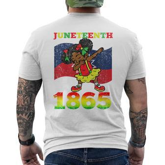 Kids Junenth 1865 Cute Dabbing Black History Afro African Kids Mens Back Print T-shirt - Seseable