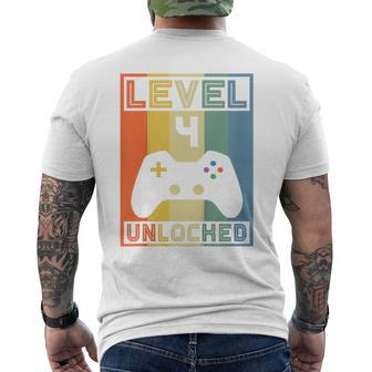 Kids Level 4 Unlocked - Video Gamer - 14Th Birthday Gaming Gift Mens Back Print T-shirt | Mazezy DE