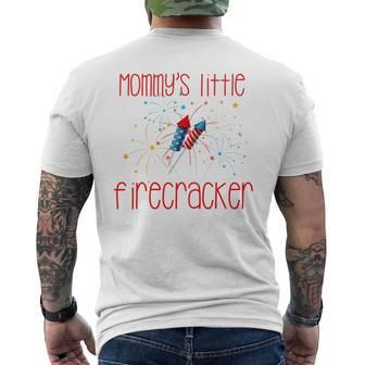 Kids Mommys Little Firecracker 4Th Of July Kids Mens Back Print T-shirt | Mazezy
