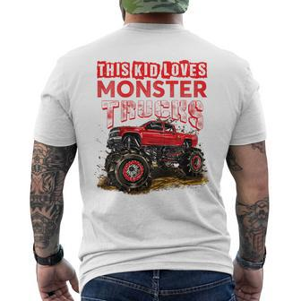 Kids Monster Truck For Kids Boys Girls Monster Truck Lovers Mens Back Print T-shirt | Mazezy