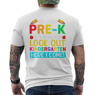 Kids So Long Pre K Kindergarten Here Graduate Last Day Of School Mens Back Print T-shirt - Seseable