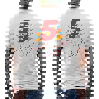 Kids Superhero Birthday Boy Party 5 Year Old 5Th Birthday Mens Back Print T-shirt | Mazezy