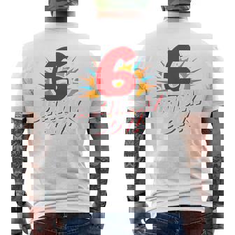 Kids Superhero Birthday Boy Party 6 Year Old 6Th Birthday Mens Back Print T-shirt | Mazezy