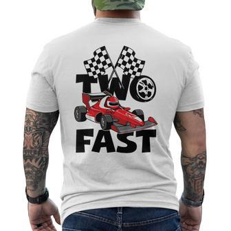 Kids Two Fast 2 Curious Racing 2Nd Birthday Race Car Pit Crew Mens Back Print T-shirt - Seseable