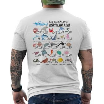 Kids Under The Sea Ocean Animals Name Learn Abcs Alphabet Mens Back Print T-shirt | Mazezy