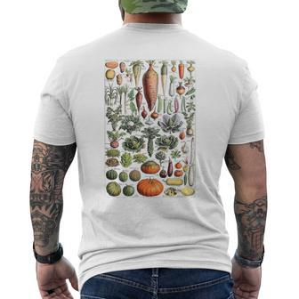 Kitchen Vegetable Identification Reference Chart Botanical Men's T-shirt Back Print | Mazezy