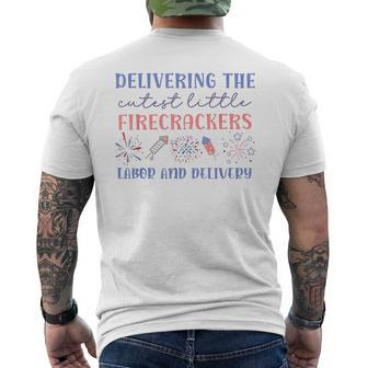 Labor And Delivery Memorial Day Cutest Little Firecrackers Mens Back Print T-shirt - Thegiftio UK