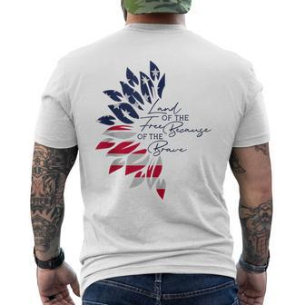 Land Of The Free Because Of The Brave Usa Sunflower 4Th July Mens Back Print T-shirt | Mazezy