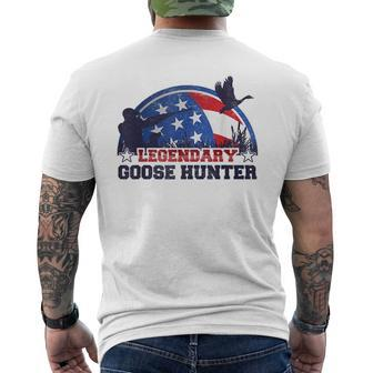 Legendary Goose Hunter American Flag Hunting Mens Back Print T-shirt | Mazezy
