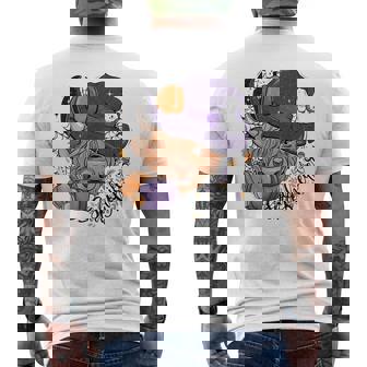 Leopard Halloween Highland Cow Pumpkin Spooky Heifer Tie Dye Halloween Men's T-shirt Back Print | Mazezy