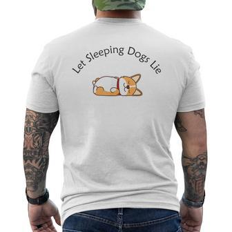 Let Sleeping Dogs Lie Corgi Mens Back Print T-shirt | Mazezy