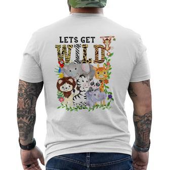 Lets Get Wild Zoo Animals Safari Party A Day At The Zoo Mens Back Print T-shirt | Mazezy