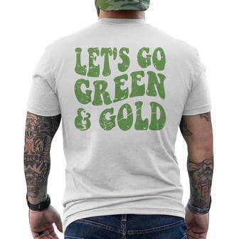 Let's Go Green & Gold Vintage Game Day Team Favorite Colors Men's T-shirt Back Print - Monsterry AU