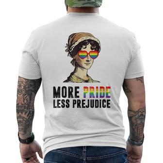 Lgbt Gay Proud Ally Pride Month More Pride Less Prejudice Pride Month Funny Designs Funny Gifts Mens Back Print T-shirt | Mazezy