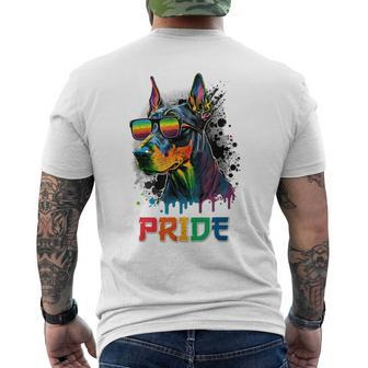 Lgbt Lesbian Gay Pride Doberman Pinscher Dog Mens Back Print T-shirt | Mazezy
