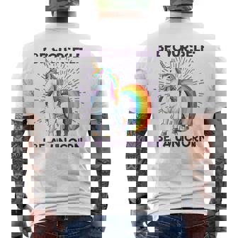 Lgbt Pride Be Yourself Be A Unicorn Mens Back Print T-shirt | Mazezy