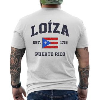 Loíza Puerto Rico Vintage Boricua Flag Athletic Style Mens Back Print T-shirt - Thegiftio UK