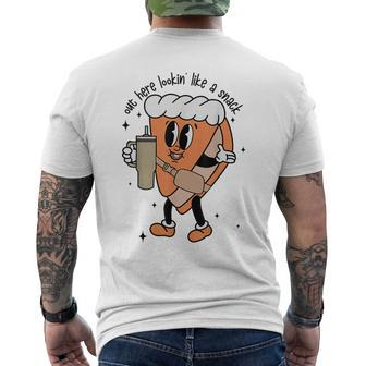 Out Here Lookin Like A Snack Pumpkin Pie Thanksgiving Retro Men's T-shirt Back Print | Mazezy