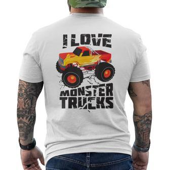 I Love Monster Trucks Cute Bigfoot Trucks Men's T-shirt Back Print | Mazezy UK