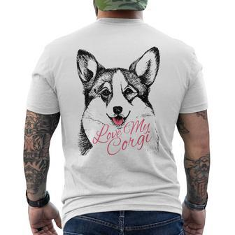 Love My Corgi T - Dog Lovers With Corgi Pic Mens Back Print T-shirt | Mazezy