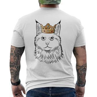 Maine Coon Cat Wearing Crown Men's T-shirt Back Print | Mazezy